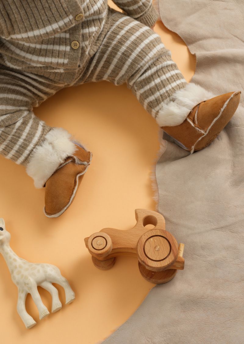 Minimoca Sweden Puff Baby and Toddler Moccasin in Taba