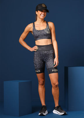 The Running Top in Black Leo from Run Hot Top Collection by Power Woman is a high quality sport top specially designed for running, triathlon and swim run but also for swimming and other water sports.