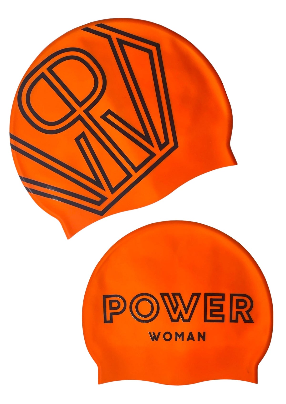 Power Woman Swim Cap In Orange Black