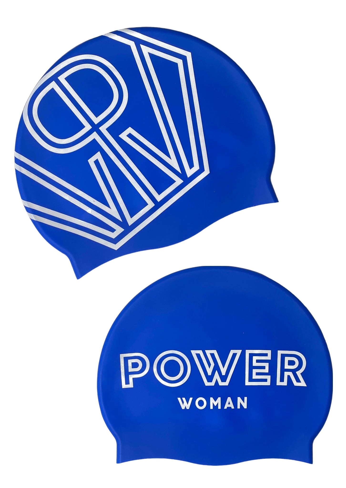 Power Woman Swim Cap in Royal Blue White